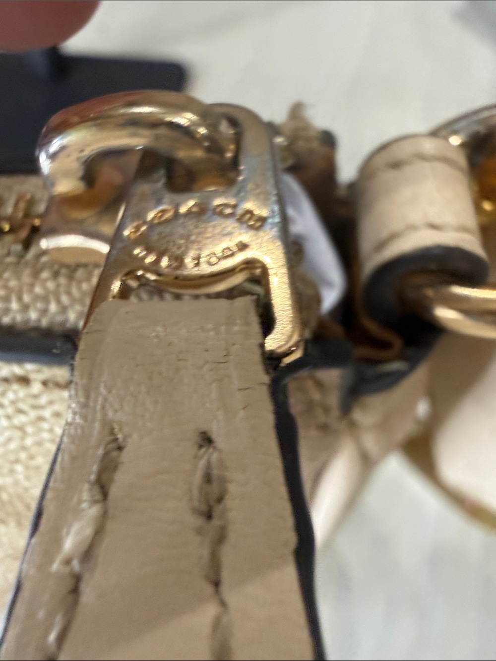 Coach Beige Signature Mini Shoulder Bag with Gold Hardware - Picture 8 of 13